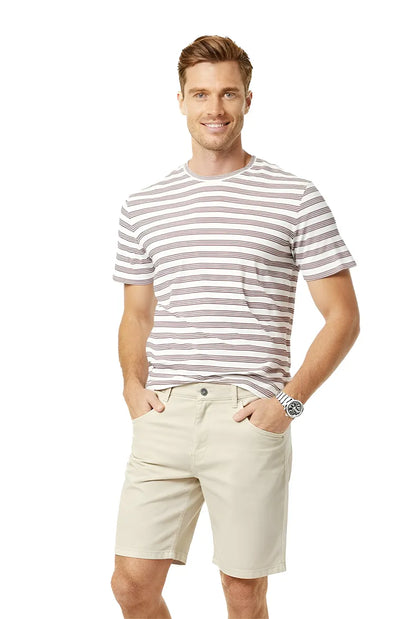 Men's Shorts 5 Pocket |MSO-12136-05/-01 Cotton Stretch Shorts | Light Sand Charcoal | Above Knee Length