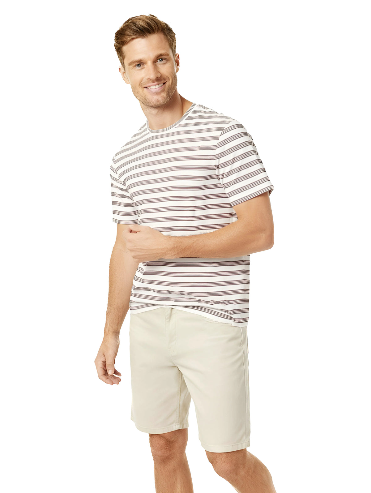 Men's Shorts 5 Pocket |MSO-12136-05/-01 Cotton Stretch Shorts | Light Sand Charcoal | Above Knee Length